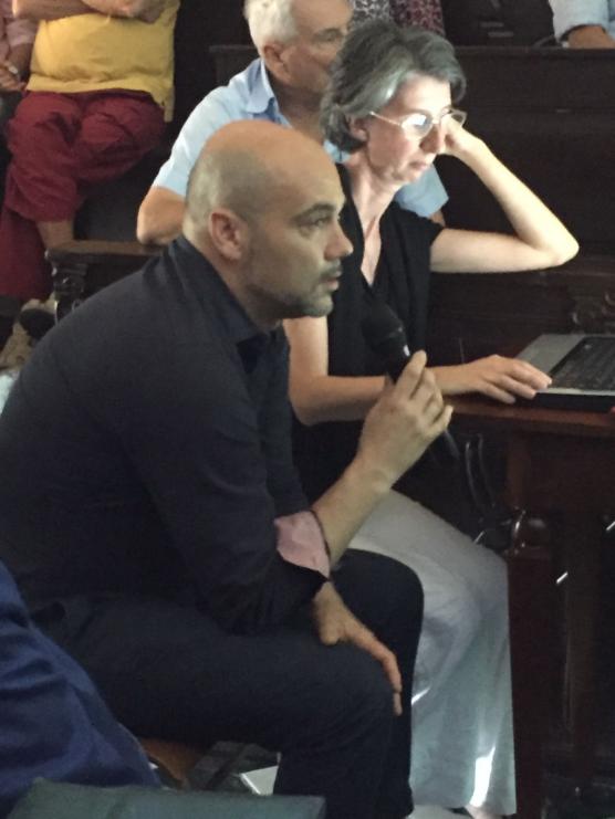 Presentazione dei lavori di restauro dell'oratorio di San Carlo con la presenza di Mons. Giorgio Brancaleoni, il sindaco di Dolcedo Giovanni Danio, l'architetto Erminia Airenti, i restauratori Luca Venier, Bruno Piccinini e Sabrina Baglietto e un folto pubblico.
