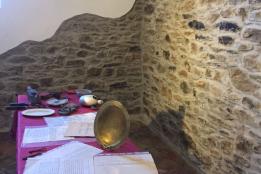 Presentazione dei lavori di restauro dell'oratorio di San Carlo con la presenza di Mons. Giorgio Brancaleoni, il sindaco di Dolcedo Giovanni Danio, l'architetto Erminia Airenti, i restauratori Luca Venier, Bruno Piccinini e Sabrina Baglietto e un folto pubblico.