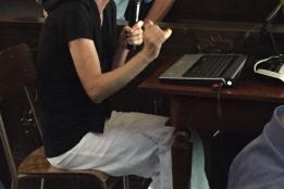 Presentazione dei lavori di restauro dell'oratorio di San Carlo con la presenza di Mons. Giorgio Brancaleoni, il sindaco di Dolcedo Giovanni Danio, l'architetto Erminia Airenti, i restauratori Luca Venier, Bruno Piccinini e Sabrina Baglietto e un folto pubblico.