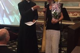 Presentazione dei lavori di restauro dell'oratorio di San Carlo con la presenza di Mons. Giorgio Brancaleoni, il sindaco di Dolcedo Giovanni Danio, l'architetto Erminia Airenti, i restauratori Luca Venier, Bruno Piccinini e Sabrina Baglietto e un folto pubblico.